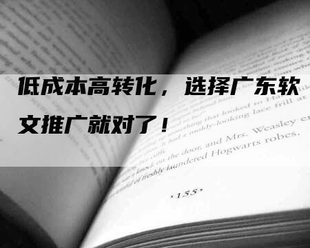 低成本高转化，选择广东软文推广就对了！