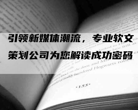 引领新媒体潮流，专业软文策划公司为您解读成功密码