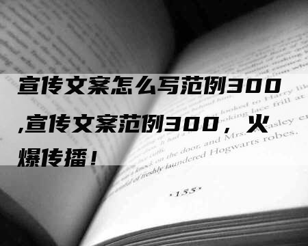 宣传文案怎么写范例300,宣传文案范例300，火爆传播！