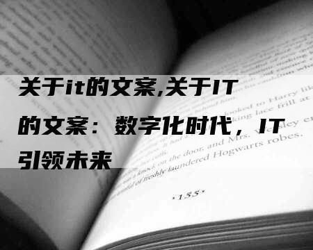 关于it的文案,关于IT的文案：数字化时代，IT引领未来